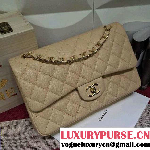 Chanel Caviar calfskin Leather Double Flap Bag in apricot (1a022-012805 )