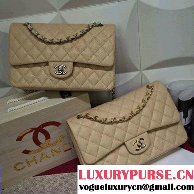 Chanel Caviar calfskin Leather Double Flap Bag in apricot (1a022-012805 )