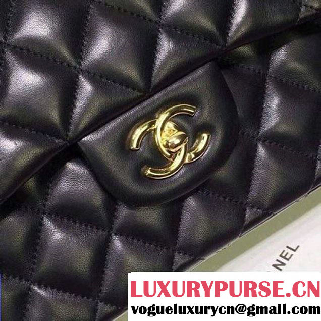 Chanel Lambskin Leather Classic Double Flap Bag In Black (1a022-4001 )