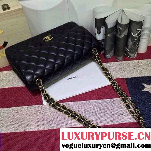 Chanel Lambskin Leather Classic Double Flap Bag In Black (1a022-4001 )