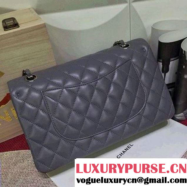 Chanel Lambskin Leather Classic Double Flap Bag In Grey (1a022-4002 )