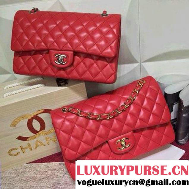 Chanel Lambskin Leather Classic Double Flap Bag In Red (1a022-4004 )