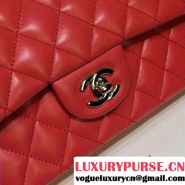 Chanel Lambskin Leather Classic Double Flap Bag In Red (1a022-4004 )