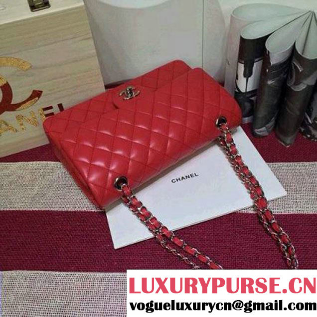 Chanel Lambskin Leather Classic Double Flap Bag In Red (1a022-4004 )