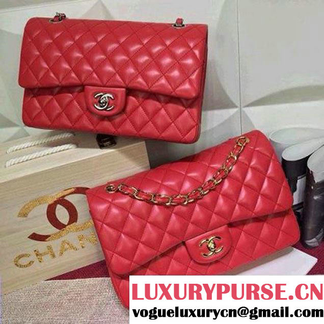 Chanel Lambskin Leather Classic Double Flap Bag In Red (1a022-4004 )