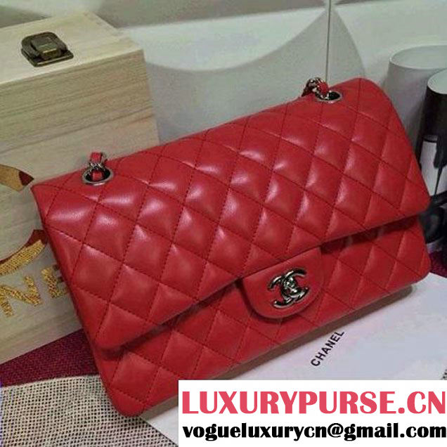 Chanel Lambskin Leather Classic Double Flap Bag In Red (1a022-4004 )