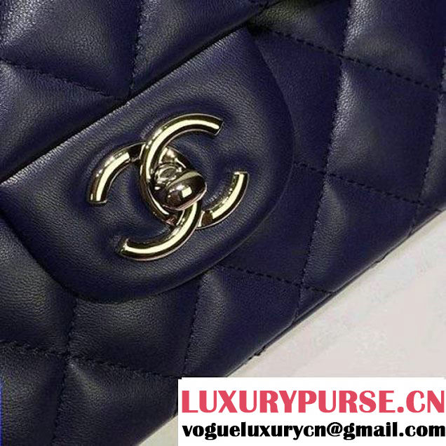 Chanel Lambskin Leather Classic Double Flap Bag In Dark Blue (1a022-4005 )