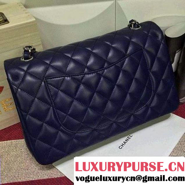 Chanel Lambskin Leather Classic Double Flap Bag In Dark Blue (1a022-4005 )
