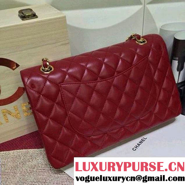 Chanel Lambskin Leather Classic Double Flap Bag Wine Red (1a022-4006 )