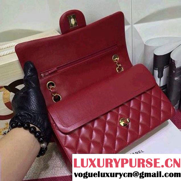 Chanel Lambskin Leather Classic Double Flap Bag Wine Red (1a022-4006 )
