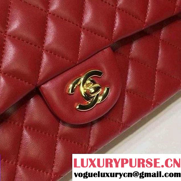 Chanel Lambskin Leather Classic Double Flap Bag Wine Red (1a022-4006 )