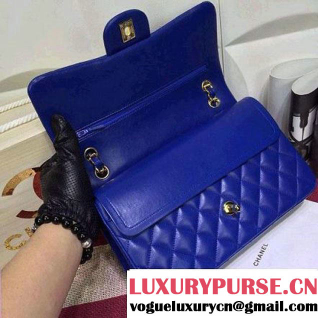 Chanel Lambskin Leather Classic Double Flap Bag In Blue (1a022-4009 )