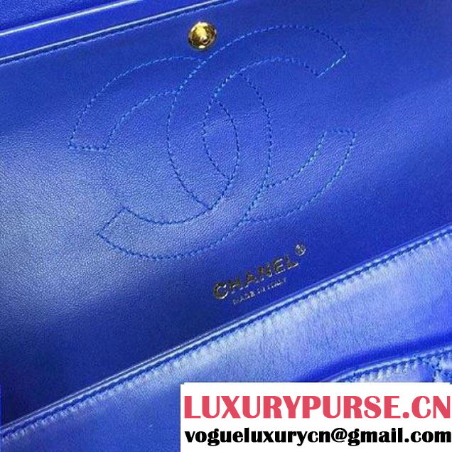 Chanel Lambskin Leather Classic Double Flap Bag In Blue (1a022-4009 )