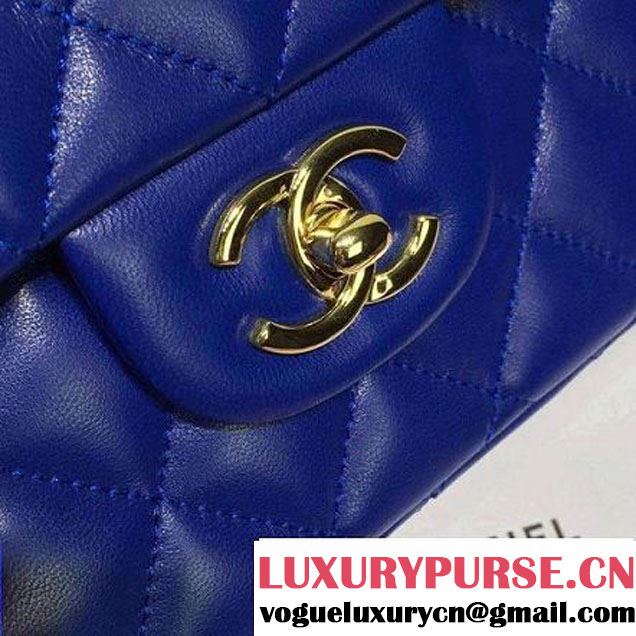 Chanel Lambskin Leather Classic Double Flap Bag In Blue (1a022-4009 )