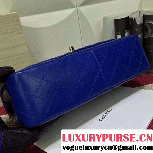 Chanel Lambskin Leather Classic Double Flap Bag In Blue (1a022-4009 )