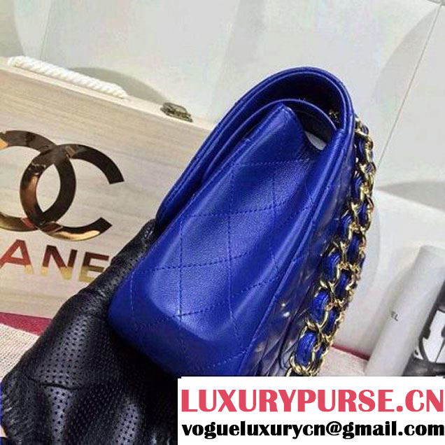 Chanel Lambskin Leather Classic Double Flap Bag In Blue (1a022-4009 )