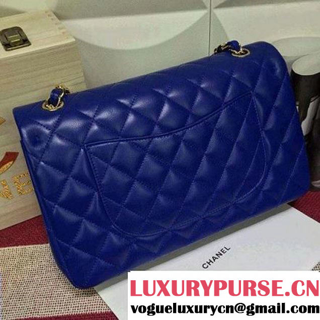 Chanel Lambskin Leather Classic Double Flap Bag In Blue (1a022-4009 )