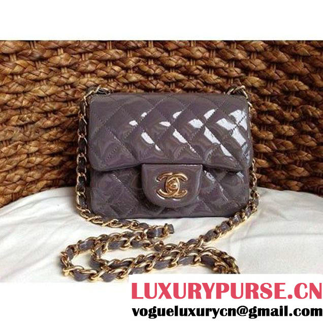 Chanel Mini Classic Flap Bag Grey patent Leather(Gold Hardware) (1a086-032101 )