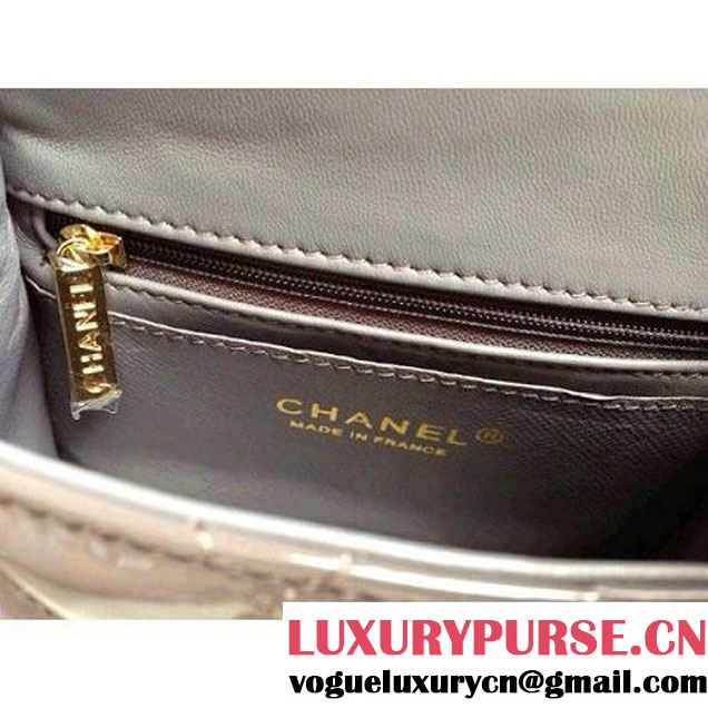 Chanel Mini Classic Flap Bag Grey patent Leather(Gold Hardware) (1a086-032101 )