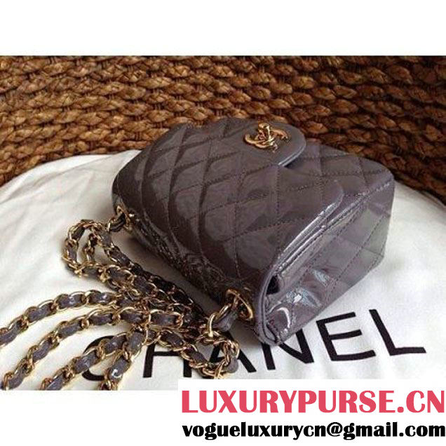 Chanel Mini Classic Flap Bag Grey patent Leather(Gold Hardware) (1a086-032101 )