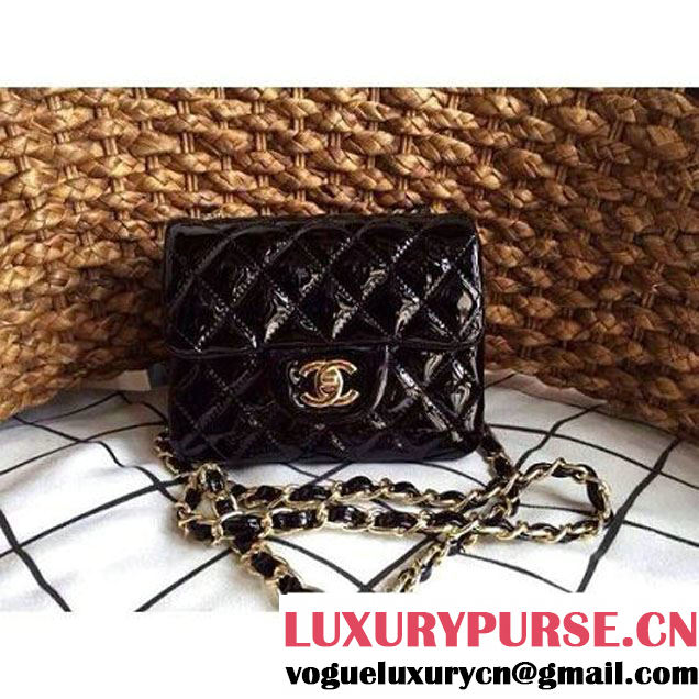 Chanel Mini Classic Flap Bag Black patent Leather(Gold Hardware) (1a086-032102 )