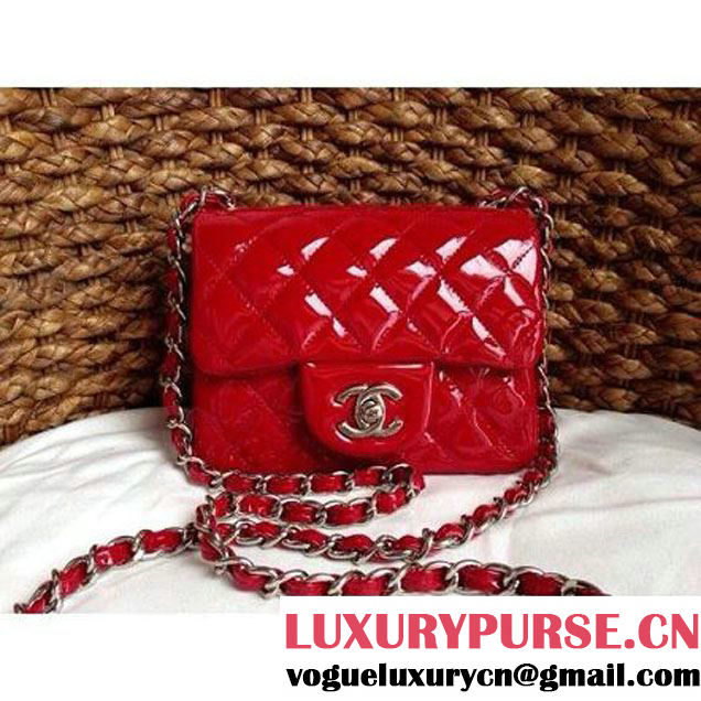 Chanel Mini Classic Flap Bag Red patent Leather(Silver Hardware) (1a086-032103 )