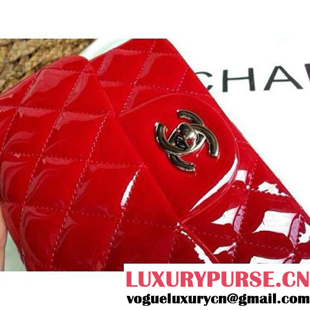 Chanel Mini Classic Flap Bag Red patent Leather(Silver Hardware) (1a086-032103 )