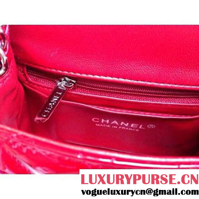 Chanel Mini Classic Flap Bag Red patent Leather(Silver Hardware) (1a086-032103 )