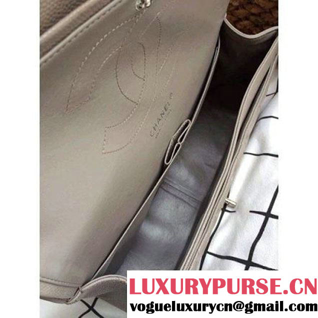 Chanel Caviar Leather Chain Jumbo Flap Bag Grey (Silver Hardware) (1a086-032104 )
