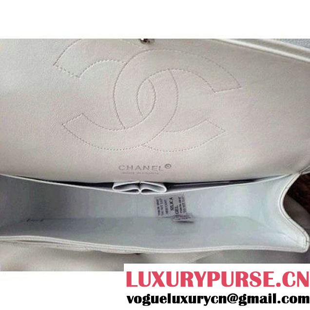 Chanel Caviar Leather Chain Jumbo Flap BagWhite (Silver Hardware) (1a086-032105 )