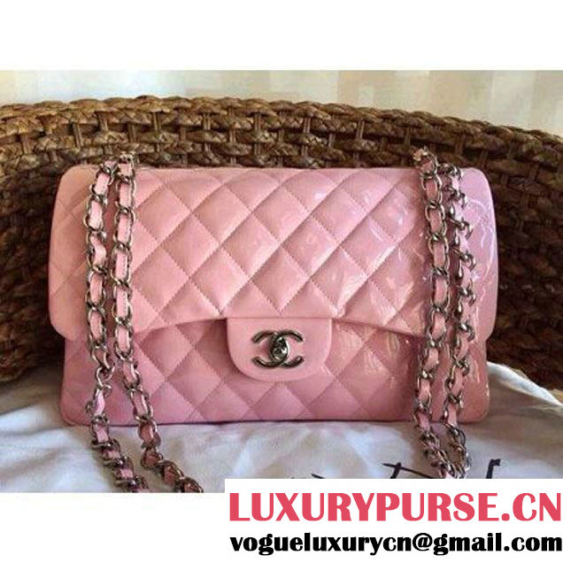 Chanel Pink Patent Leather Jumbo double Flap Shoulder Bag(Silver Hardware) (1a086-032113 )