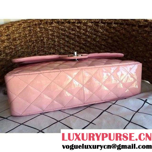 Chanel Pink Patent Leather Jumbo double Flap Shoulder Bag(Silver Hardware) (1a086-032113 )