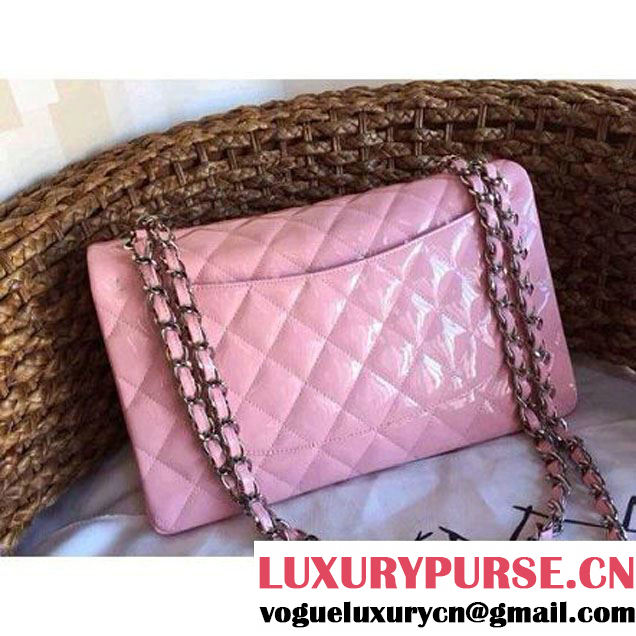 Chanel Pink Patent Leather Jumbo double Flap Shoulder Bag(Silver Hardware) (1a086-032113 )