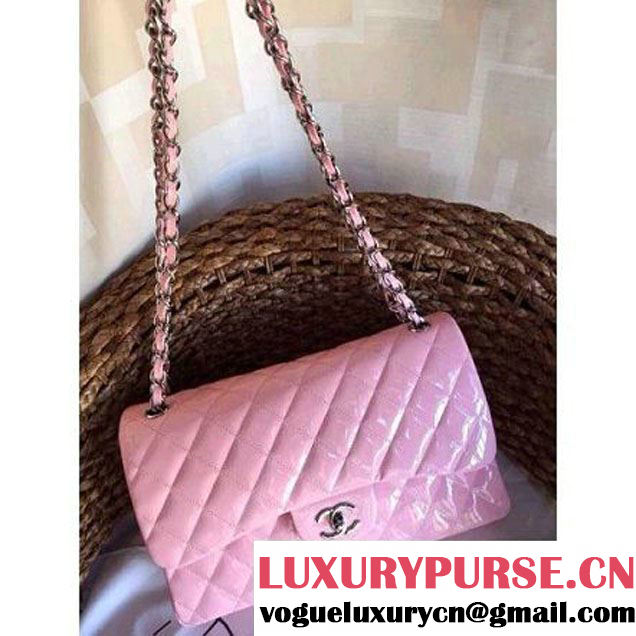 Chanel Pink Patent Leather Jumbo double Flap Shoulder Bag(Silver Hardware) (1a086-032113 )
