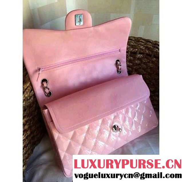 Chanel Pink Patent Leather Jumbo double Flap Shoulder Bag(Silver Hardware) (1a086-032113 )