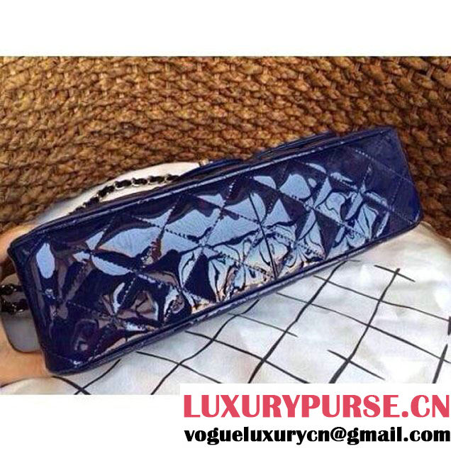 Chanel Blue Patent Leather Jumbo double Flap Shoulder Bag (1a086-032114 )