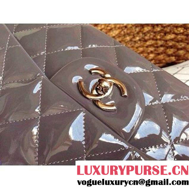Chanel Grey Patent Leather Jumbo double Flap Shoulder Bag(Silver Hardware) (1a086-032116 )
