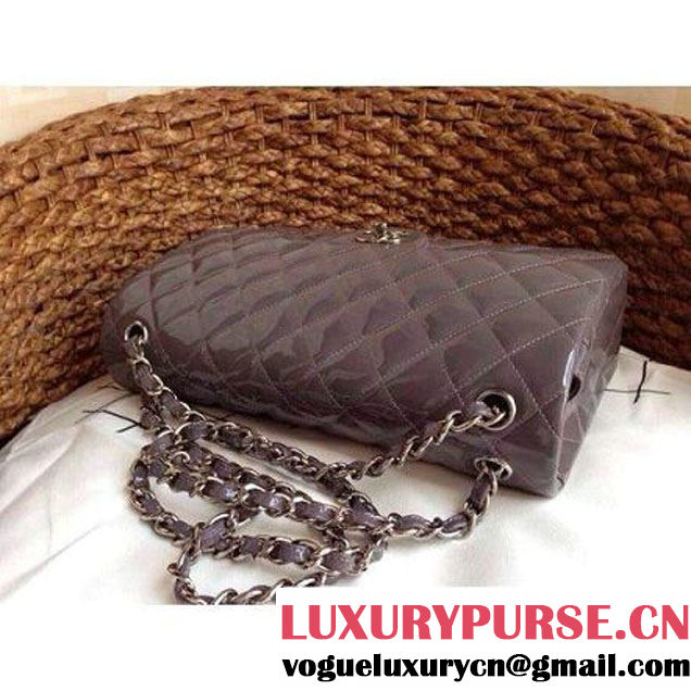 Chanel Grey Patent Leather Jumbo double Flap Shoulder Bag(Silver Hardware) (1a086-032116 )