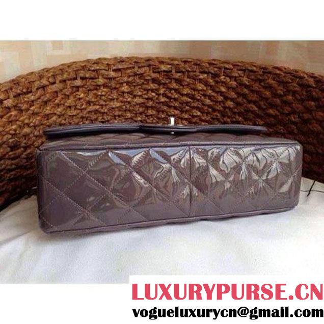 Chanel Grey Patent Leather Jumbo double Flap Shoulder Bag(Silver Hardware) (1a086-032116 )