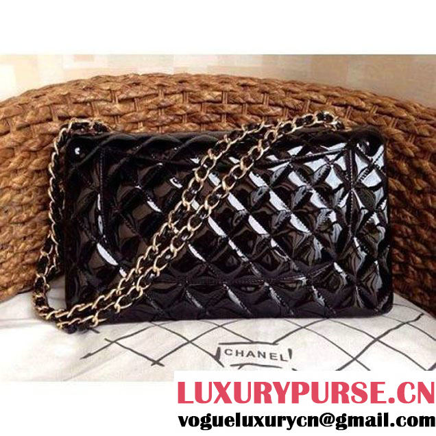Chanel Black Patent Leather Jumbo double Flap Shoulder Bag(Gold Hardware) (1a086-032117 )