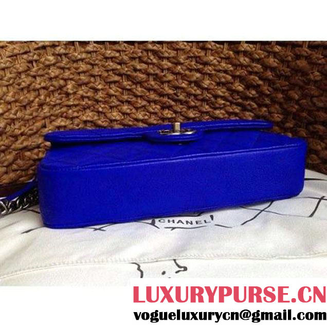 Chanel Easy Deerskin Flap Medium Bag Royal Blue (Silver Hardware) (1a086-032119 )