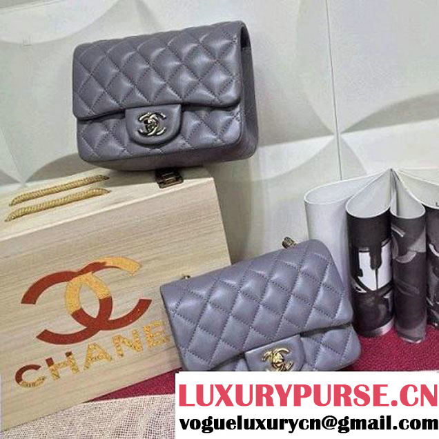 Chanel Lambskin Mini Classic Flap Bag in Gray (1A022-2801 )