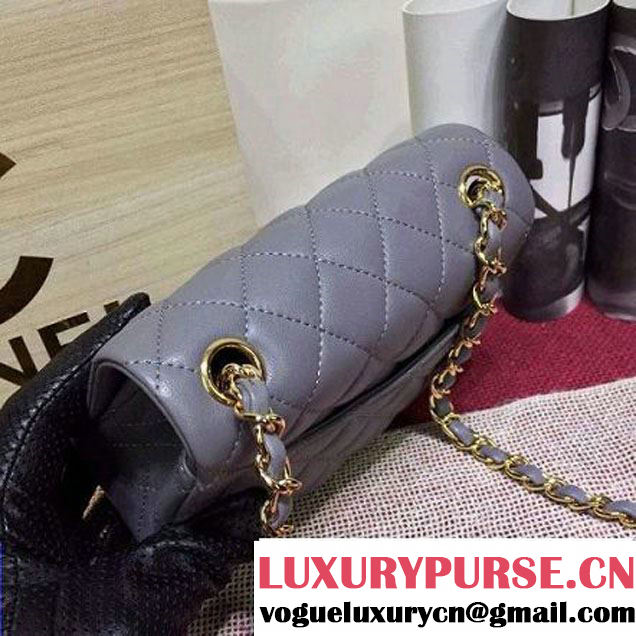 Chanel Lambskin Mini Classic Flap Bag in Gray (1A022-2801 )