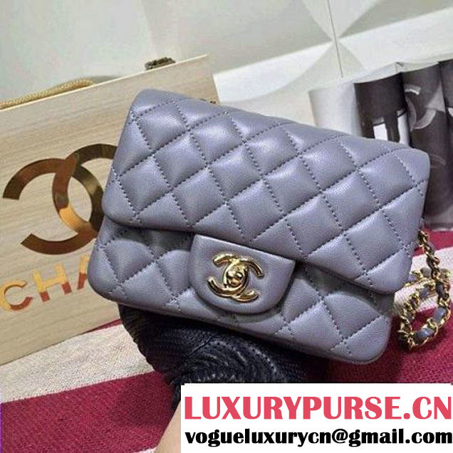 Chanel Lambskin Mini Classic Flap Bag in Gray (1A022-2801 )