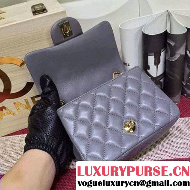 Chanel Lambskin Mini Classic Flap Bag in Gray (1A022-2801 )