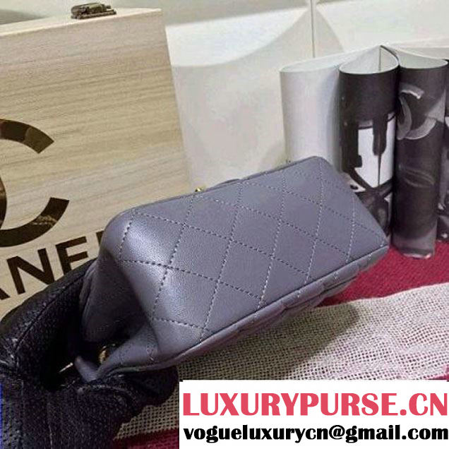 Chanel Lambskin Mini Classic Flap Bag in Gray (1A022-2801 )
