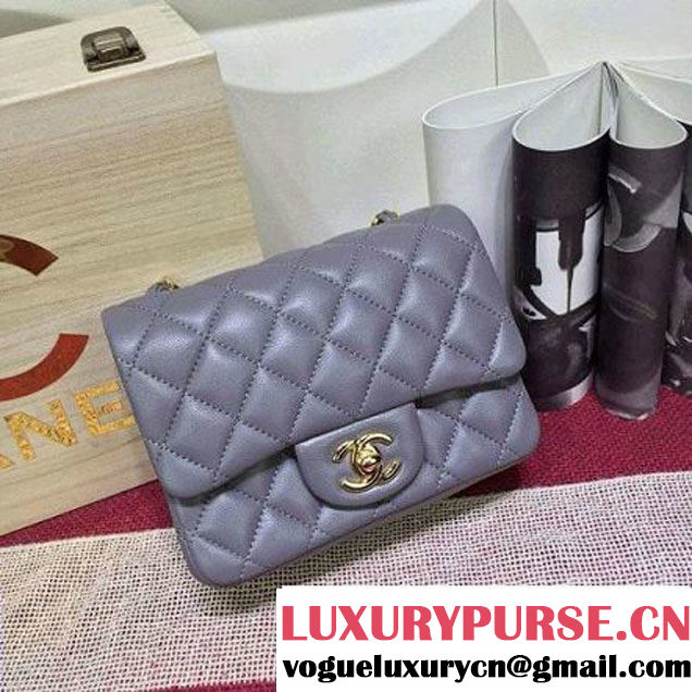 Chanel Lambskin Mini Classic Flap Bag in Gray (1A022-2801 )