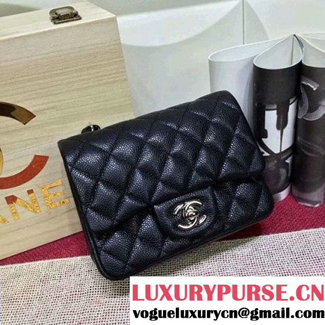 Chanel Caviar Calfskin Leather Mini Classic Flap Bag Black (1A022-2806 )