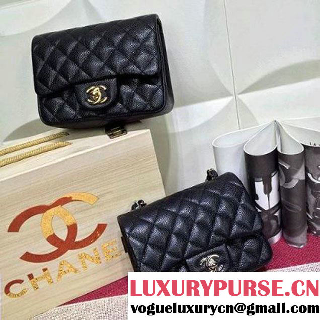 Chanel Caviar Calfskin Leather Mini Classic Flap Bag Black (1A022-2806 )