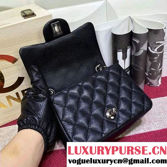 Chanel Caviar Calfskin Leather Mini Classic Flap Bag Black (1A022-2806 )